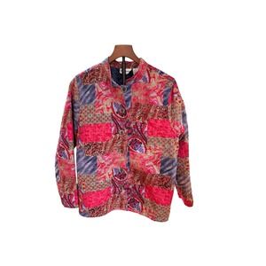 Vtg Breckenridge Art 2 Wear Patchwork Quilted Jacket Paisley Floral Cotton 1X